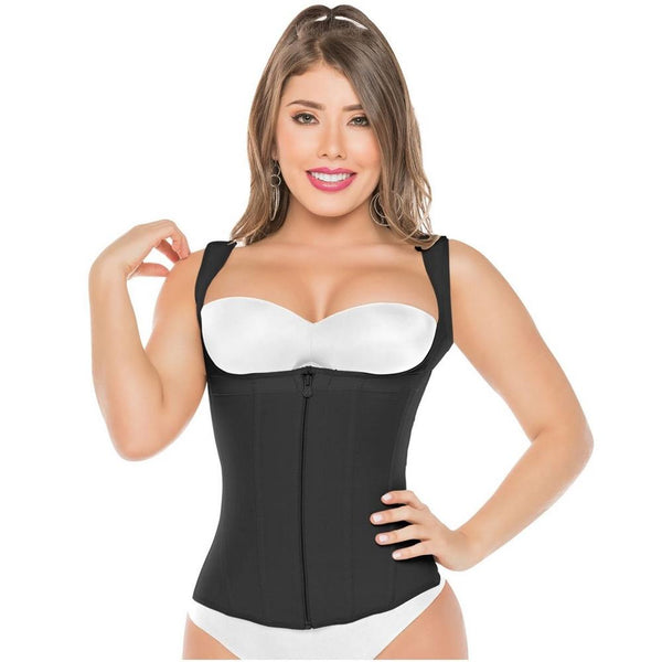 Faja-Salome-0314-Lady's-Vest-Waist-Trainer-with-Zipper-Wide-Straps-Cocoa