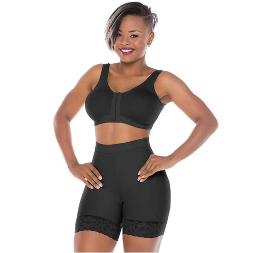 Faja-Salome-0319-Lifting-Shorts-with-External-holes-Buttlifting-Short-Black