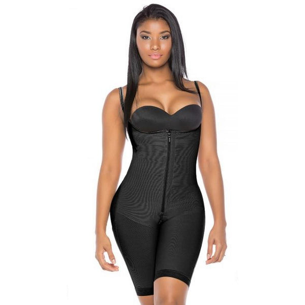 Fajas-Colombianas-Melibelt-3013-Double-abdominal-reinforcement-Knee-length-sash-Helps-recovery-and-obtain-better-results-after-surgery-Adjustable-straps-Natural-butt-lift-system-Semi-invisible-Black