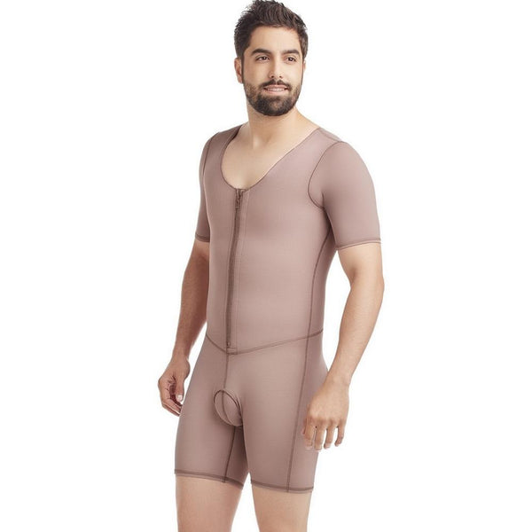 Delie By Fajas Diseños DPrada Faja Colombiana 11018 Men Post-Surgical Posture Improvement With Zipper Cafe´